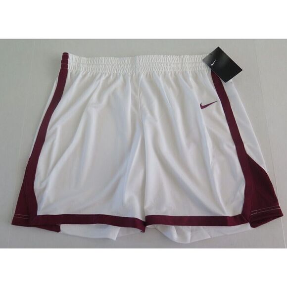 Nike AV2251 115 Women's Plus Sz 3XL White/Dark Maroon Basketball Practice Shorts - Picture 1 of 4
